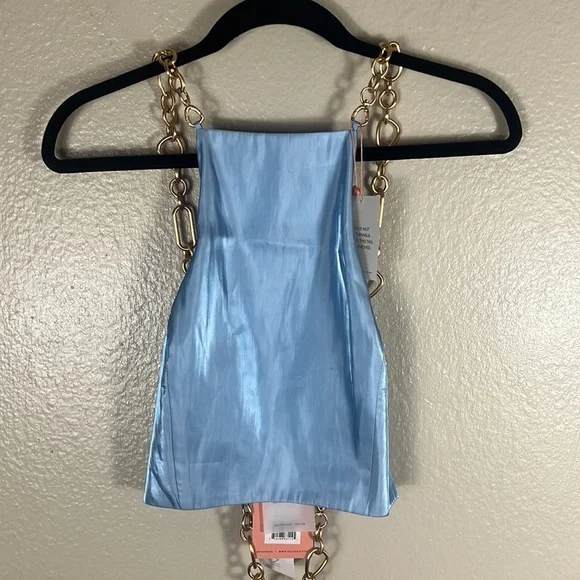 (SOLD) Cult Gaia Joey Chain Top Icy Blue - Picture 5 of 13